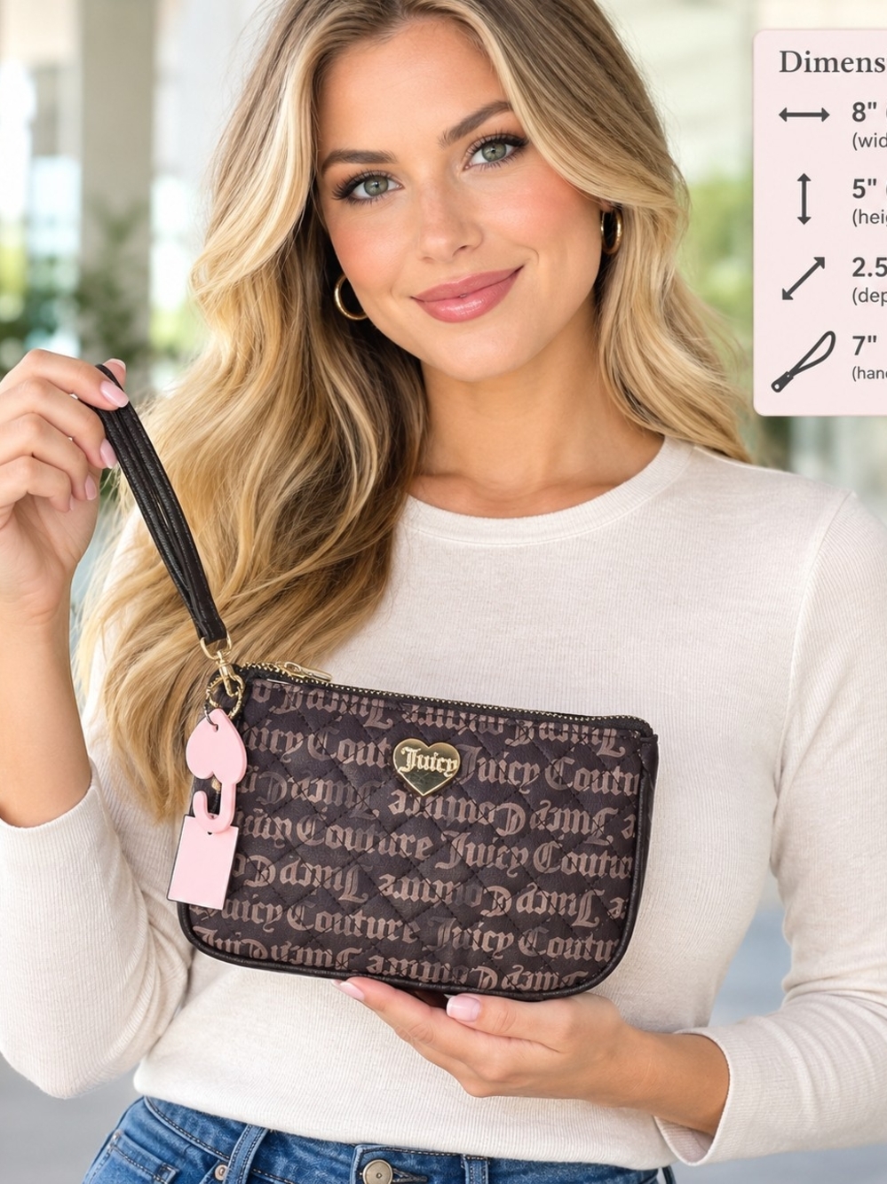 Juicy Couture Chocolate Tonal Love Your Couture Convertible Wristlet, NWT